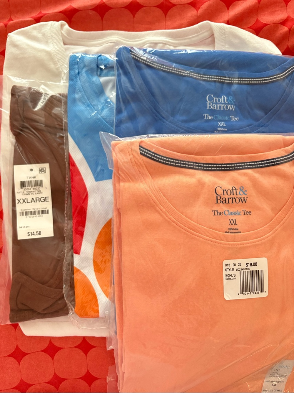 croft & barrow Blue Classic long sleeve Tee 2XXL,  5 for $40 great price